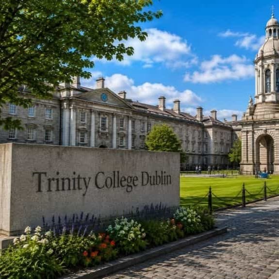 Trinity College Dublin historic library and campus